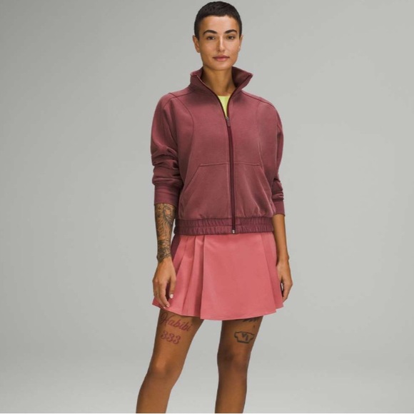 Lululemon Brushed Softstreme Funnel-neck Zip Up Size 6 Red Merlot - Picture 1 of 5